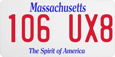 MA license plate 106UX8