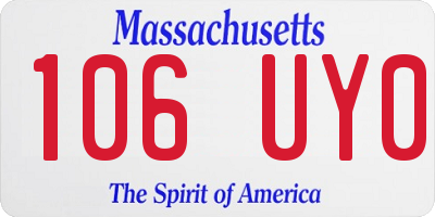 MA license plate 106UY0