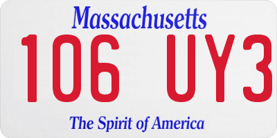 MA license plate 106UY3