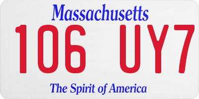 MA license plate 106UY7