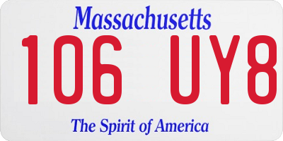 MA license plate 106UY8