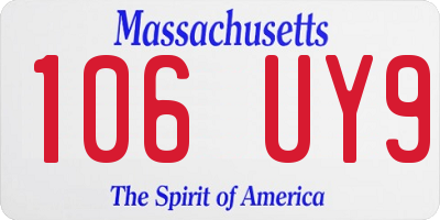 MA license plate 106UY9