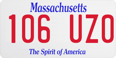 MA license plate 106UZ0