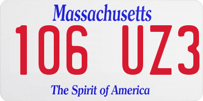 MA license plate 106UZ3