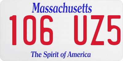MA license plate 106UZ5