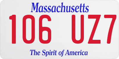 MA license plate 106UZ7