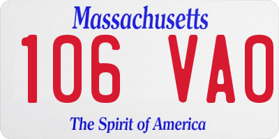 MA license plate 106VA0