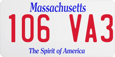 MA license plate 106VA3