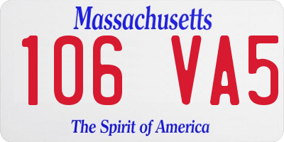 MA license plate 106VA5