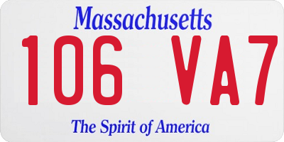 MA license plate 106VA7