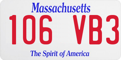 MA license plate 106VB3