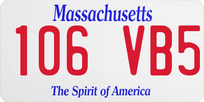 MA license plate 106VB5