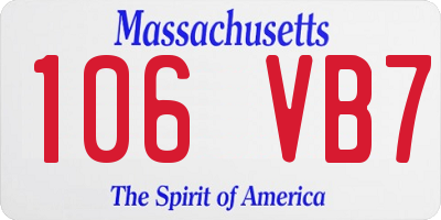 MA license plate 106VB7