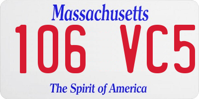 MA license plate 106VC5