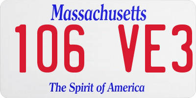 MA license plate 106VE3