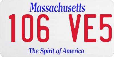 MA license plate 106VE5