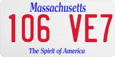 MA license plate 106VE7