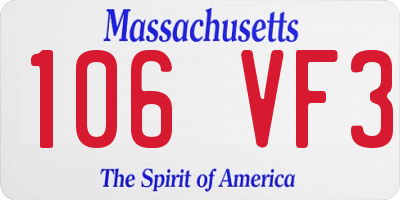 MA license plate 106VF3