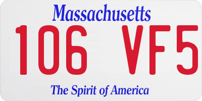 MA license plate 106VF5