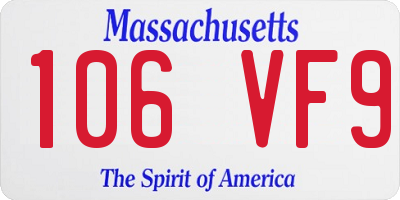 MA license plate 106VF9