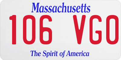 MA license plate 106VG0