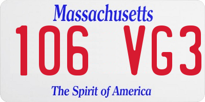 MA license plate 106VG3