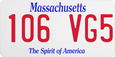 MA license plate 106VG5