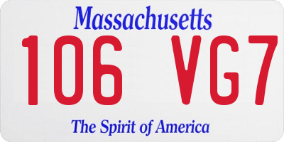 MA license plate 106VG7