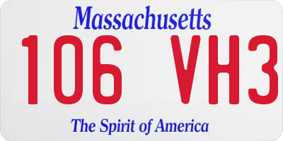 MA license plate 106VH3