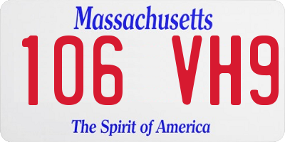 MA license plate 106VH9