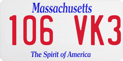 MA license plate 106VK3
