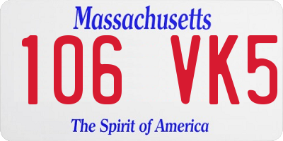 MA license plate 106VK5