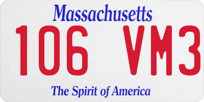 MA license plate 106VM3