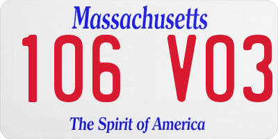 MA license plate 106VO3