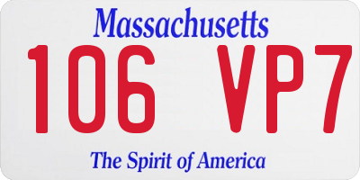 MA license plate 106VP7