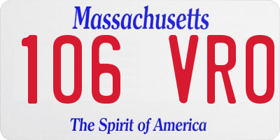 MA license plate 106VR0
