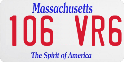MA license plate 106VR6
