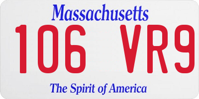 MA license plate 106VR9