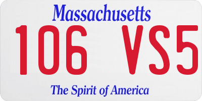 MA license plate 106VS5