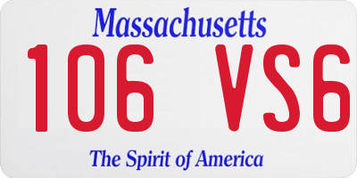 MA license plate 106VS6