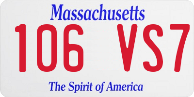 MA license plate 106VS7