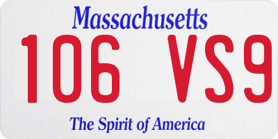 MA license plate 106VS9
