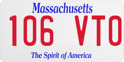 MA license plate 106VT0