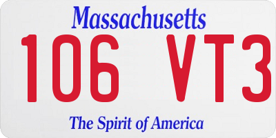 MA license plate 106VT3