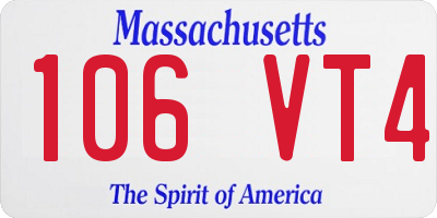 MA license plate 106VT4