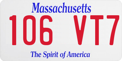 MA license plate 106VT7
