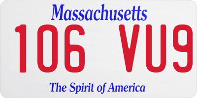 MA license plate 106VU9
