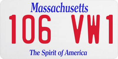 MA license plate 106VW1