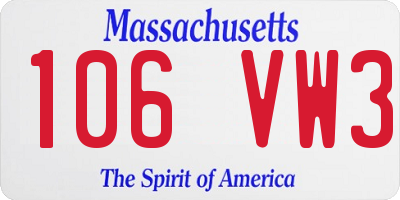 MA license plate 106VW3