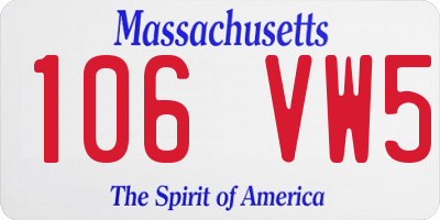 MA license plate 106VW5